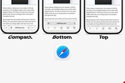 تغییر طراحی نوارابزار سافاری در iOS 26