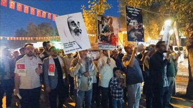 راهپیمایی مردم شهرهای مختلف ترکیه در حمایت از «کاروان صمود»